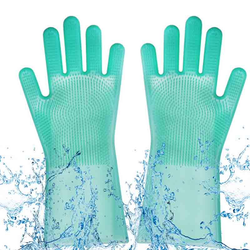 Reusable Magic Slip Resistant Cleaning Brush Wash Scrubber Silicone Kitchen Gloves